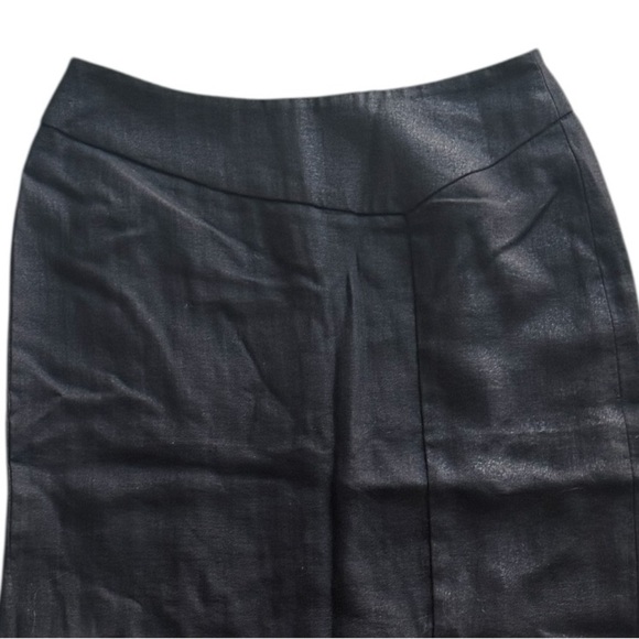 Reiss Black Pencil‎ Skirt Linen Cotton Pleated Back Sz 4 Slit Work Party Meeting - Picture 4 of 6